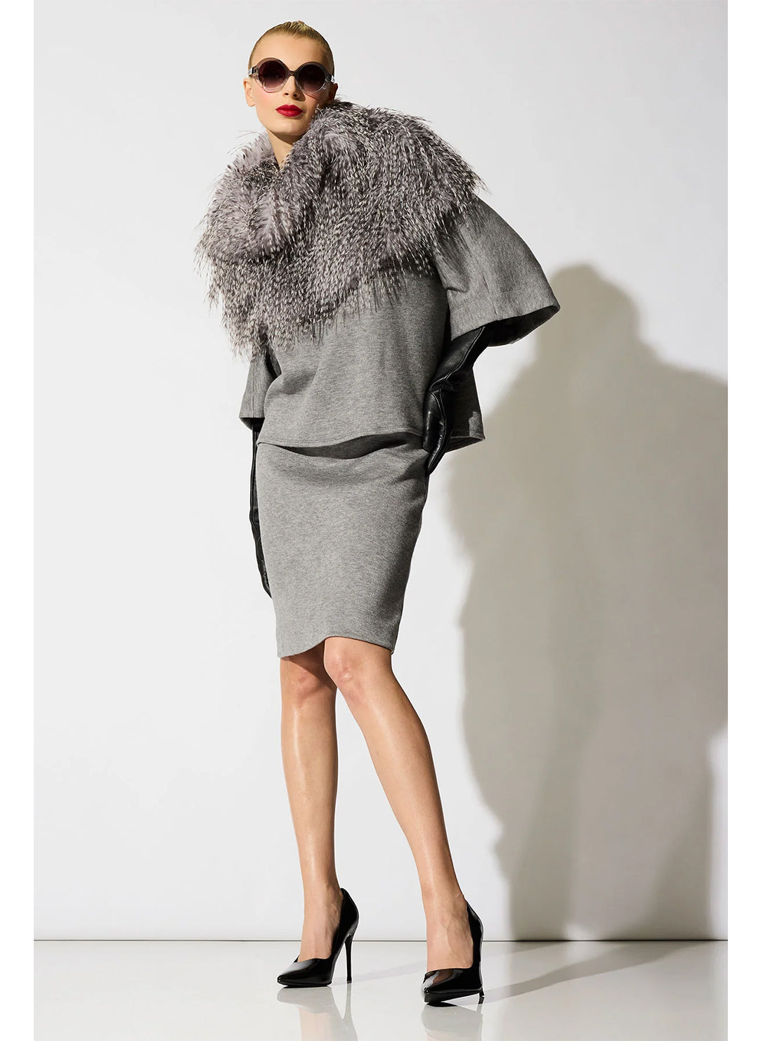 Double Knit Heather Grey Pencil Skirt