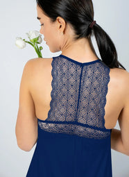 Nora Navy Racer Back Chemise