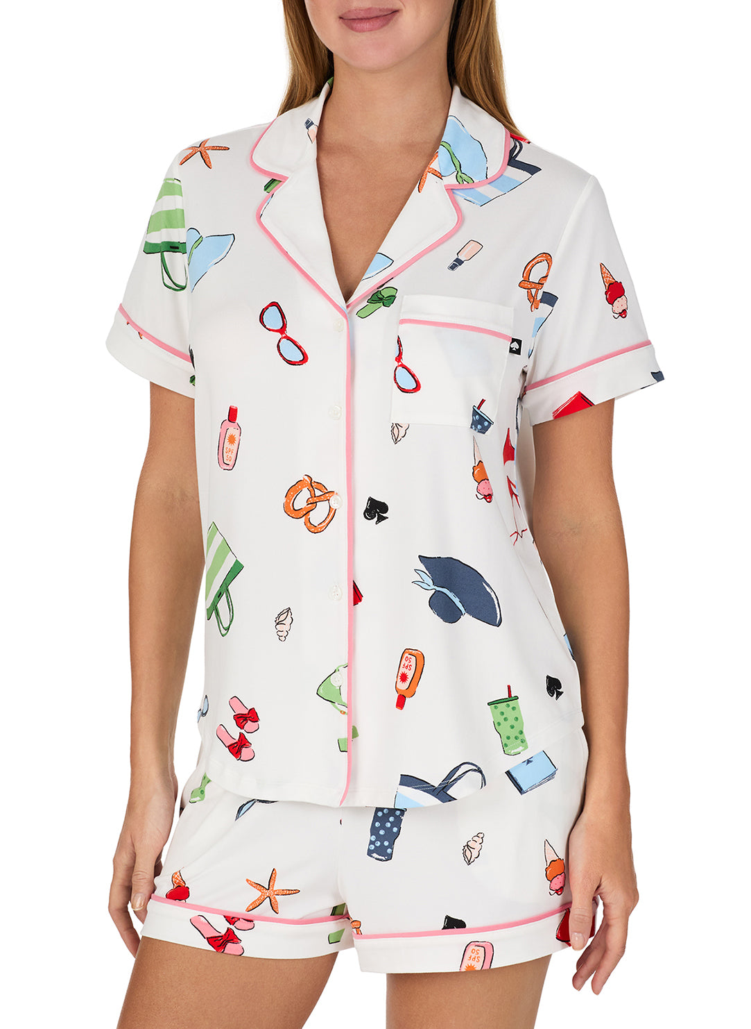 Vacation Time White Short Pajama Set