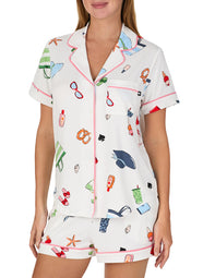 Vacation Time White Short Pajama Set