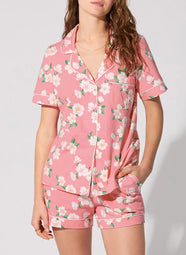 Pink Magnolias Pink Short Pajama Set