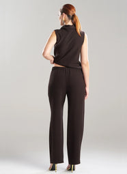 Stretch Crepe Dark Chestnut Pull on Straight Leg Pant