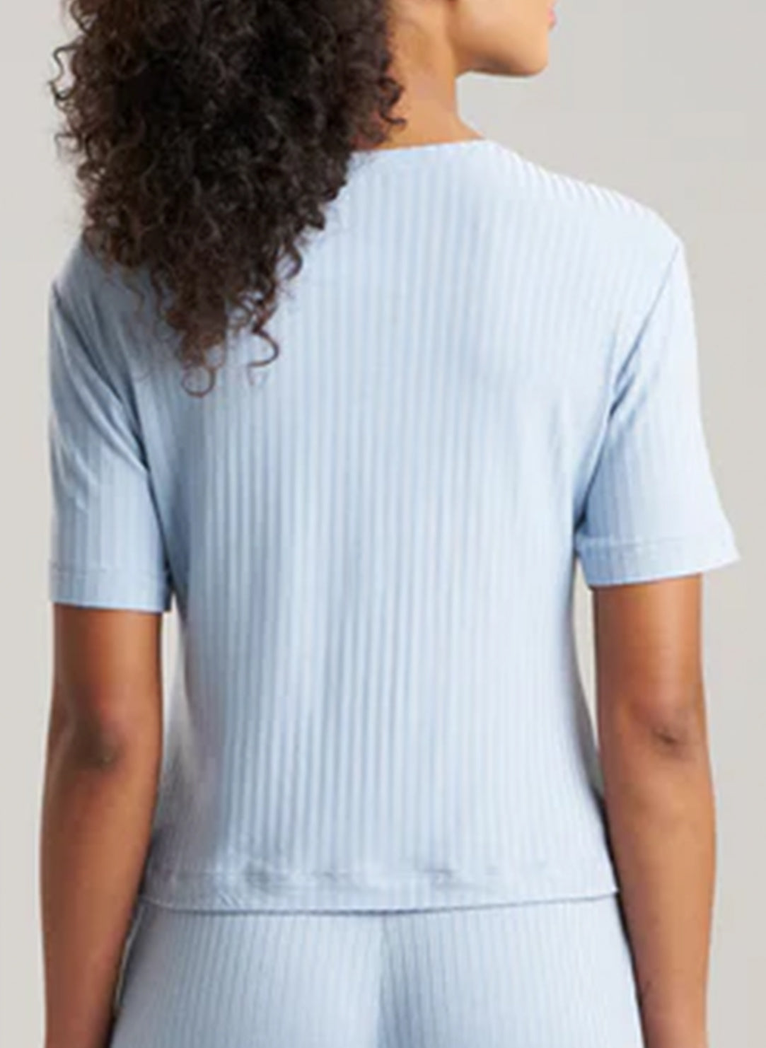 Skye Rib Blue Sky Short Sleeve Top