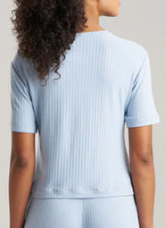 Skye Rib Blue Sky Short Sleeve Top