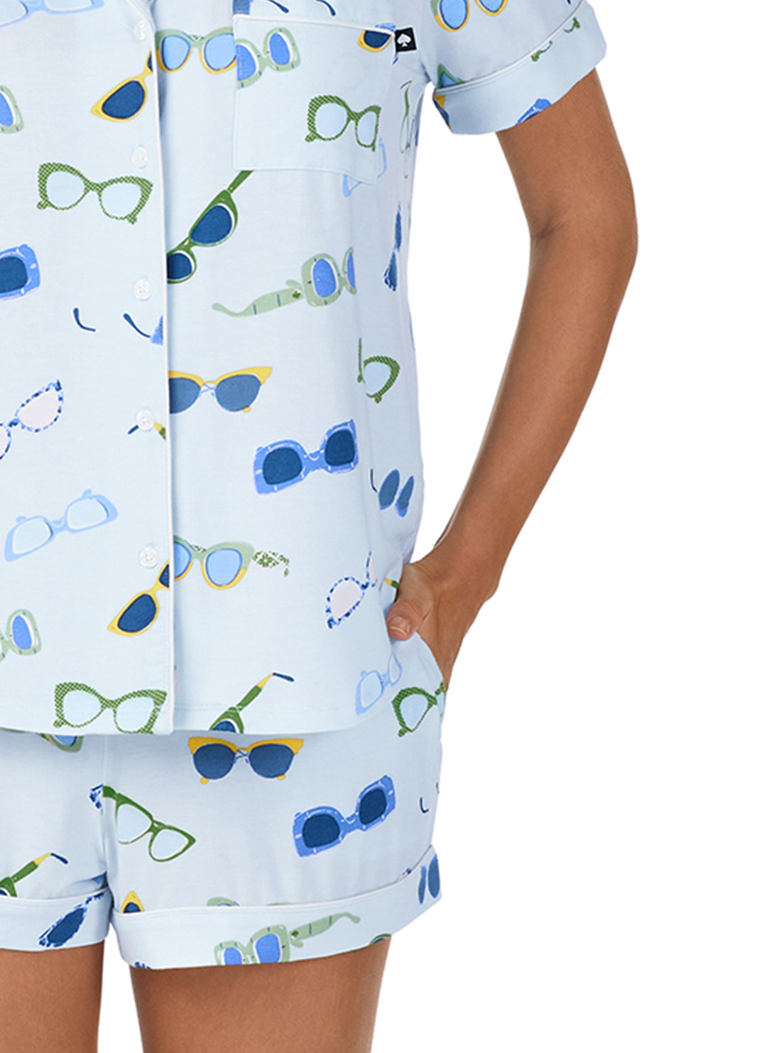 Sunglasses Toss Blue Short Pajama Set