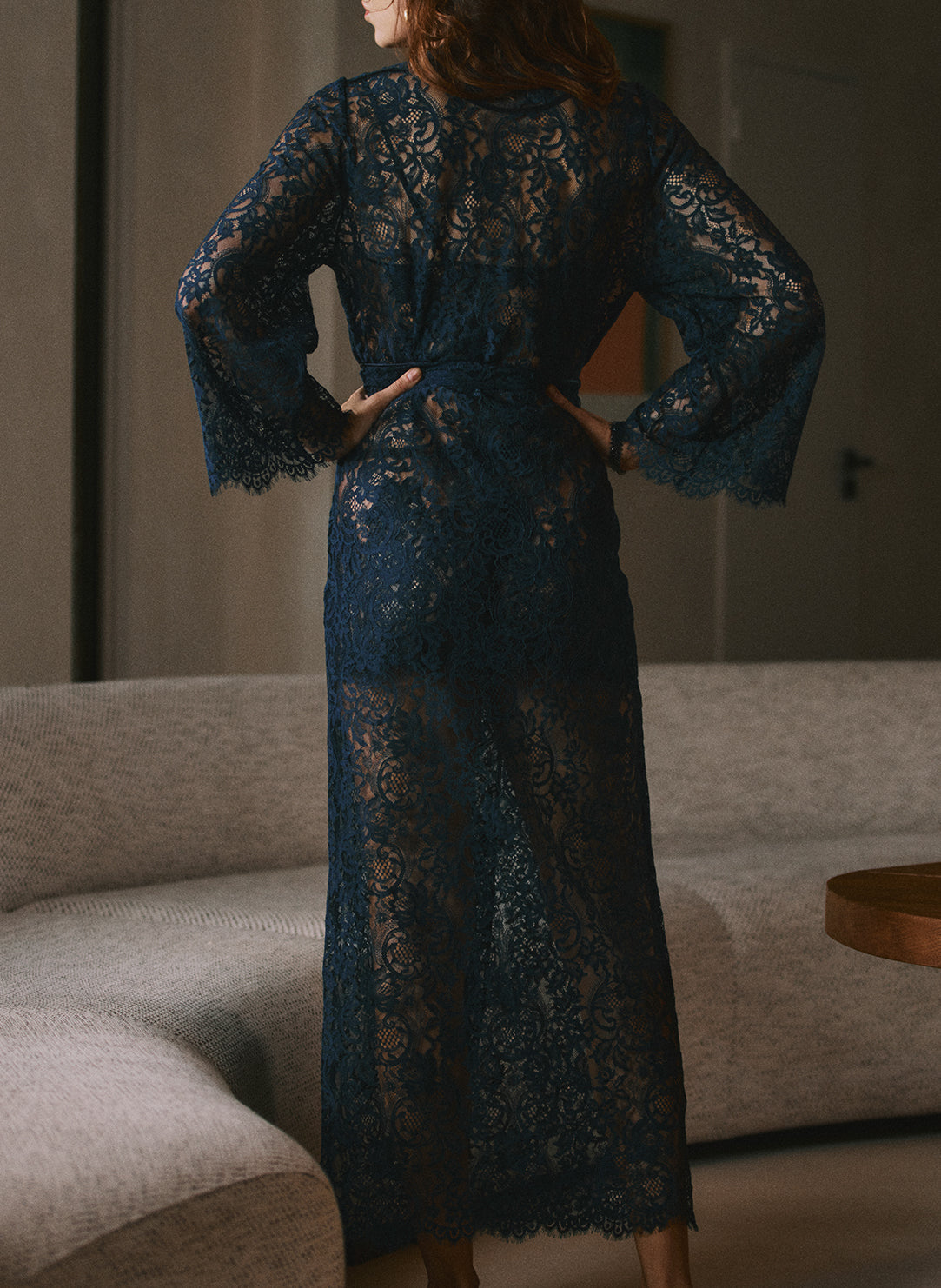 Desiree Satin Nuit Lace Long Robe