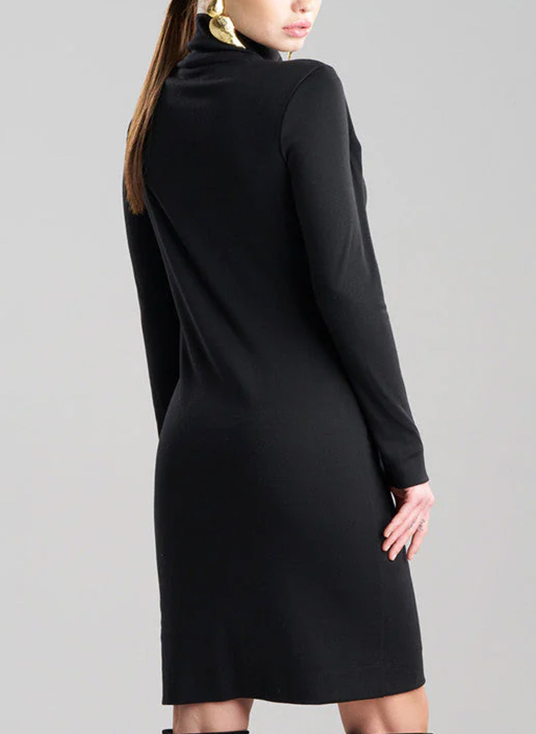 Layering Jersey Black Turtleneck Dress