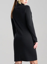 Layering Jersey Black Turtleneck Dress