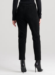 Vegan Luxe Suede Black Side Zip Ankle Pants