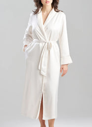 Satin Plush Warm White Long Robe