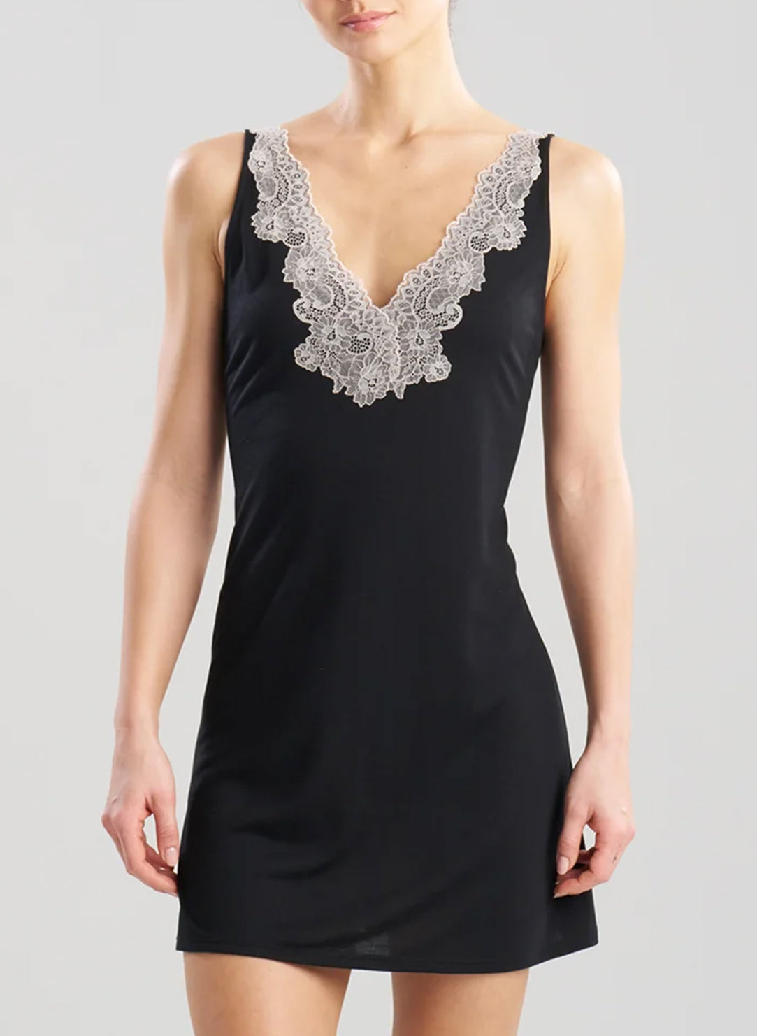 Luxe Shangri-La Black Cocoon  V-Neck Chemise