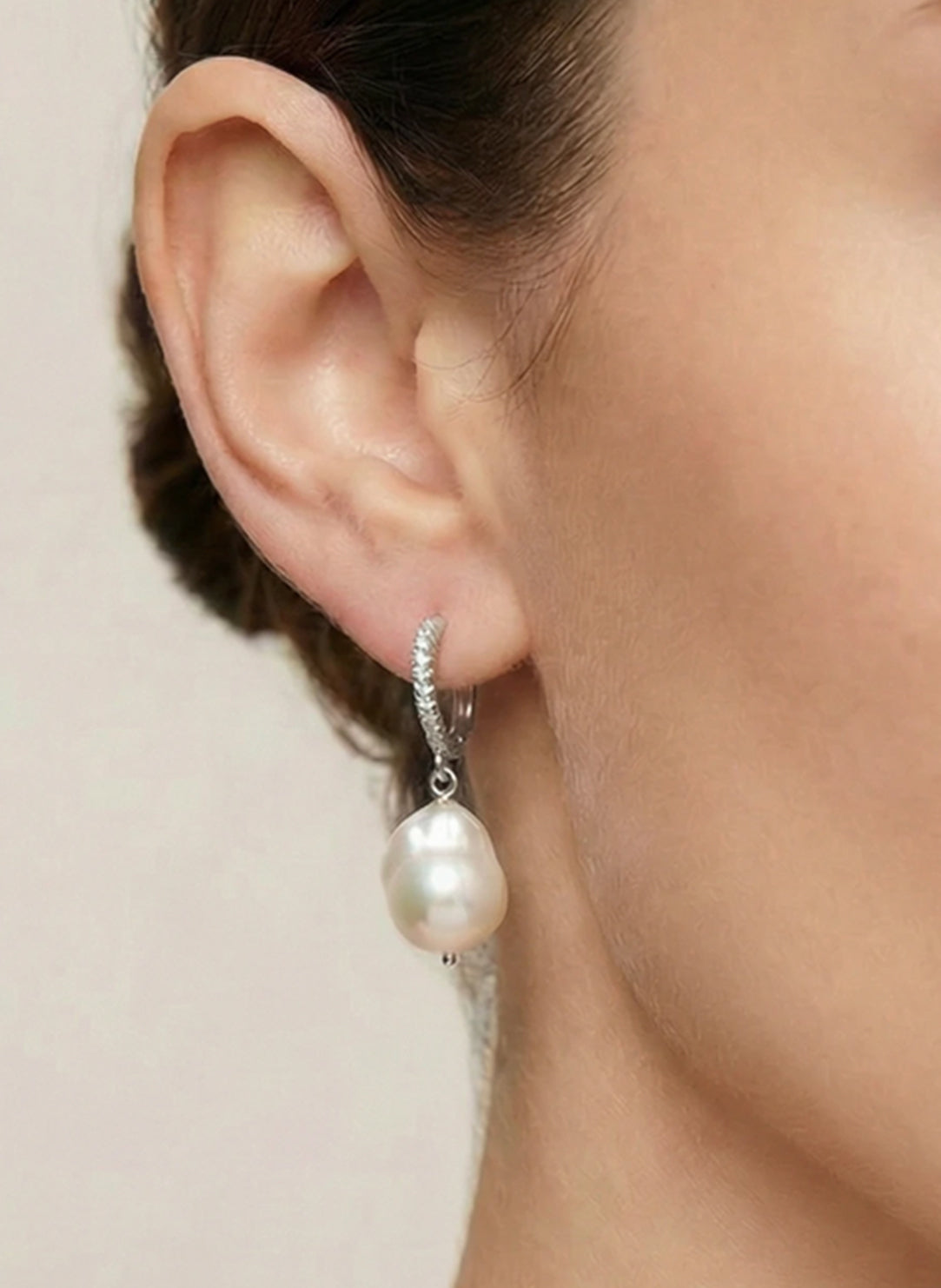 Baroque Pearl Silver Drop Earrings