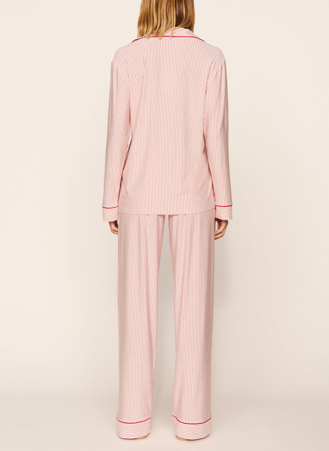 Gisele Printed Duo Stripe Holly Red Pajama Set