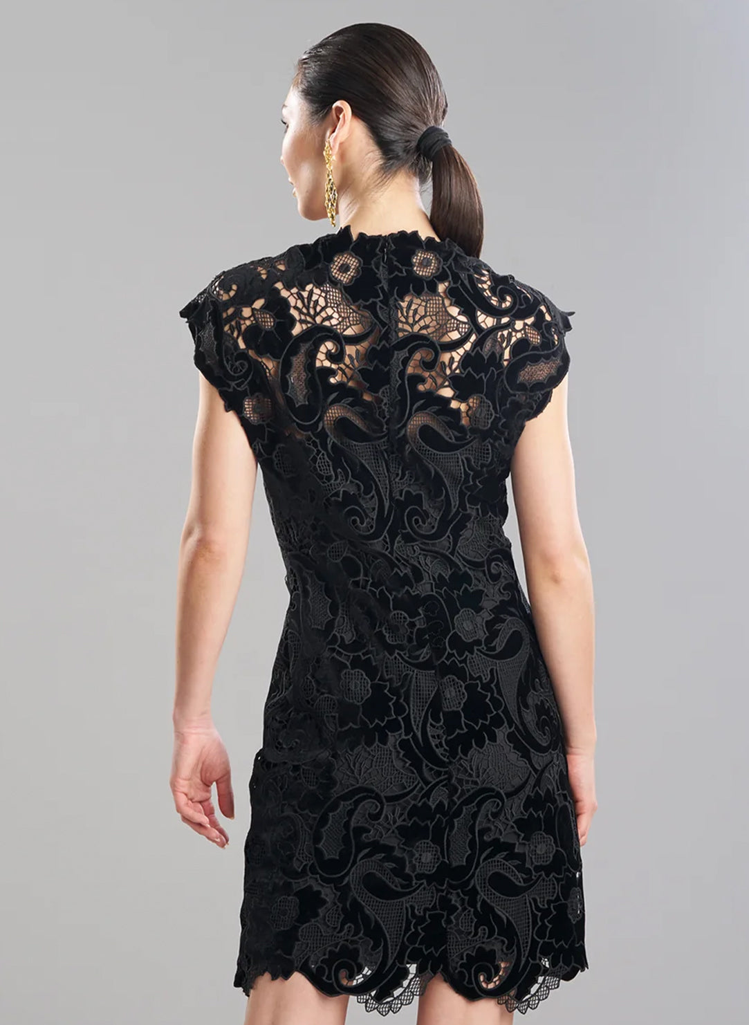 Shirin Velvet Lace Black Sheath Dress