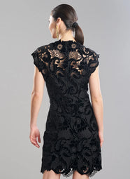 Shirin Velvet Lace Black Sheath Dress