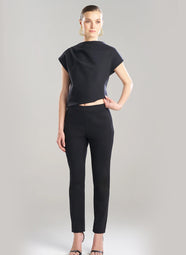 Techno Crepe Black Side Zip Ankle Pants