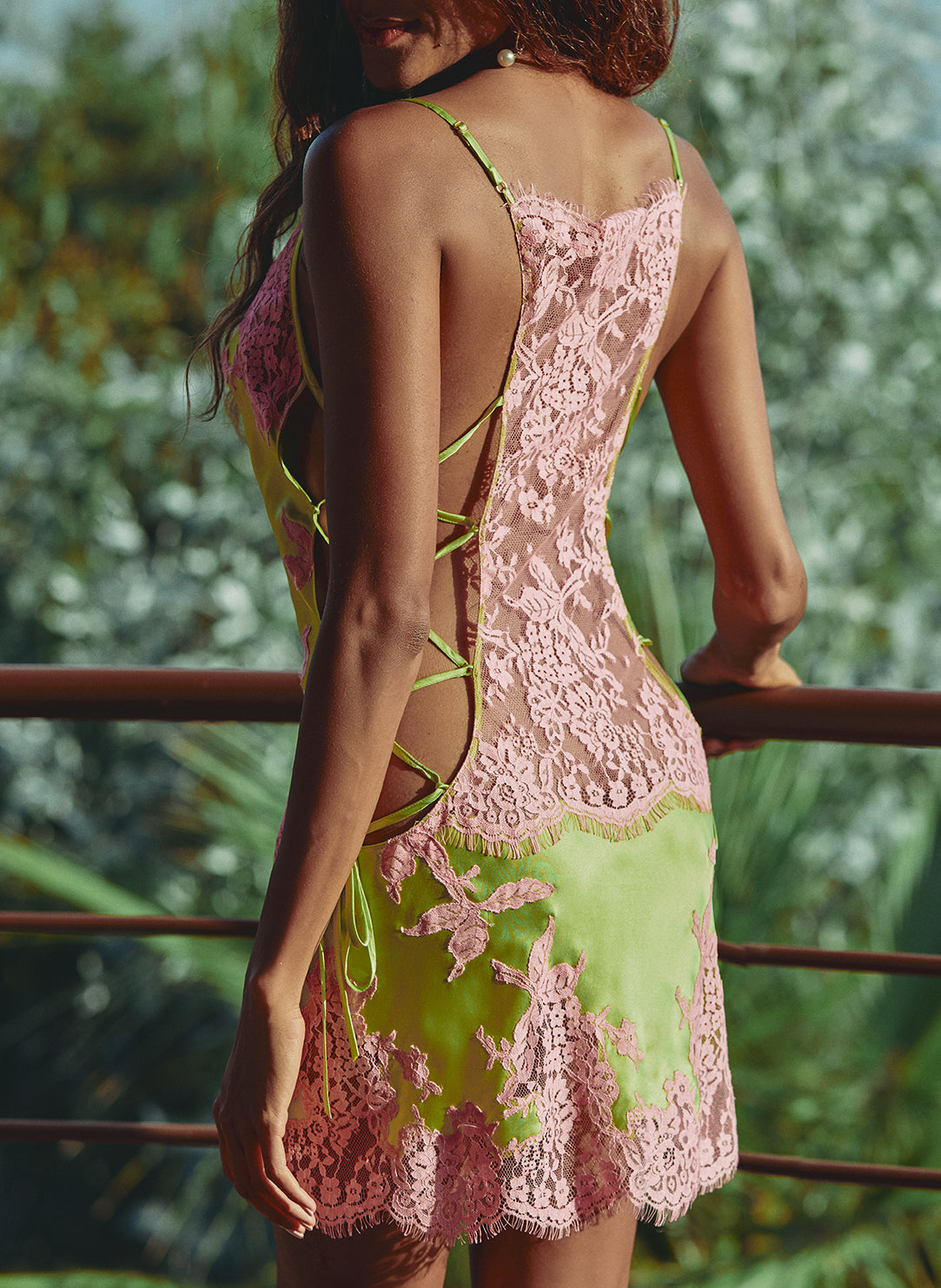Calista Dentelle Tilleul/Blush Lace Back Chemise