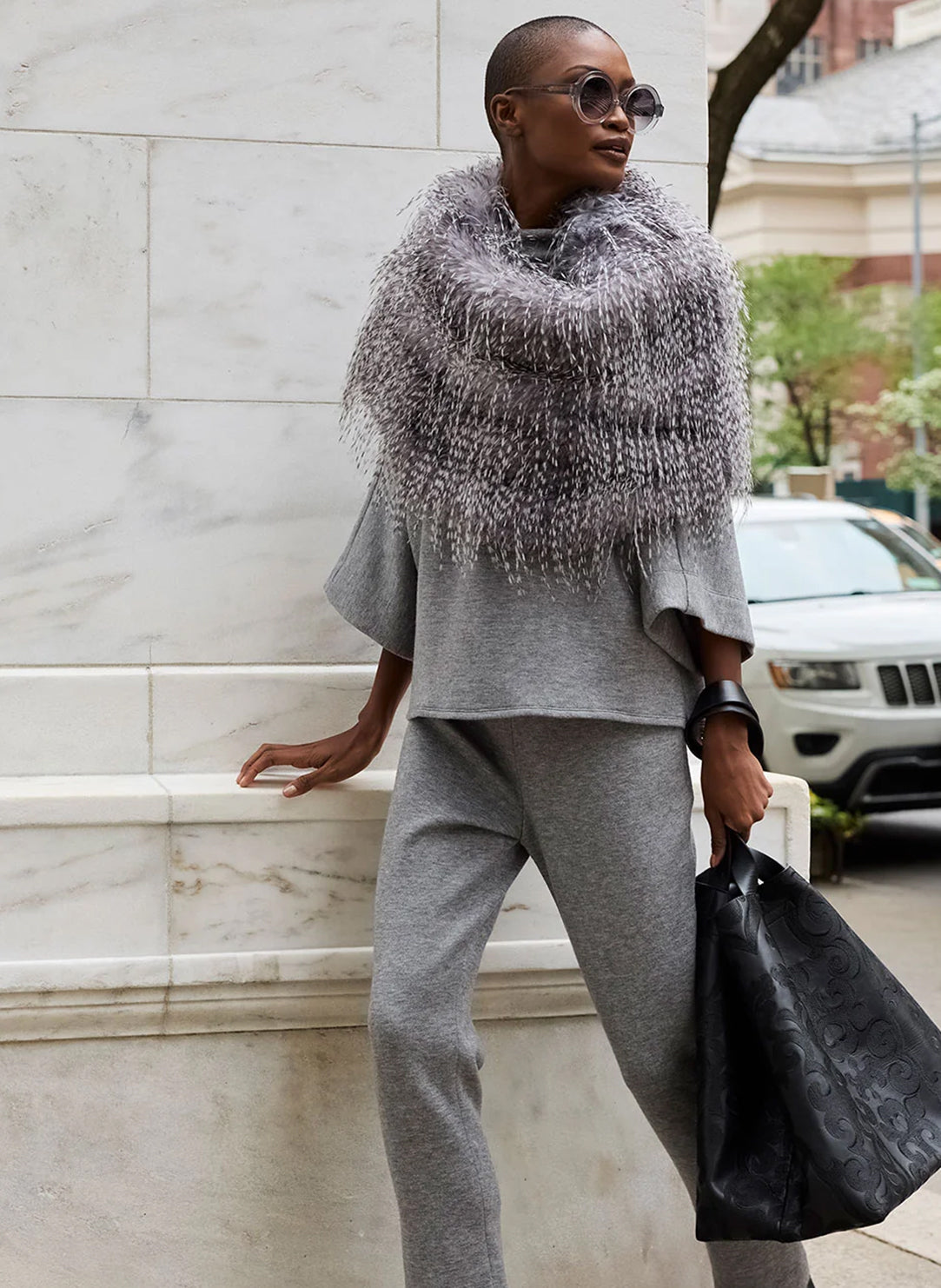 Ostrich Plume Grey Snood