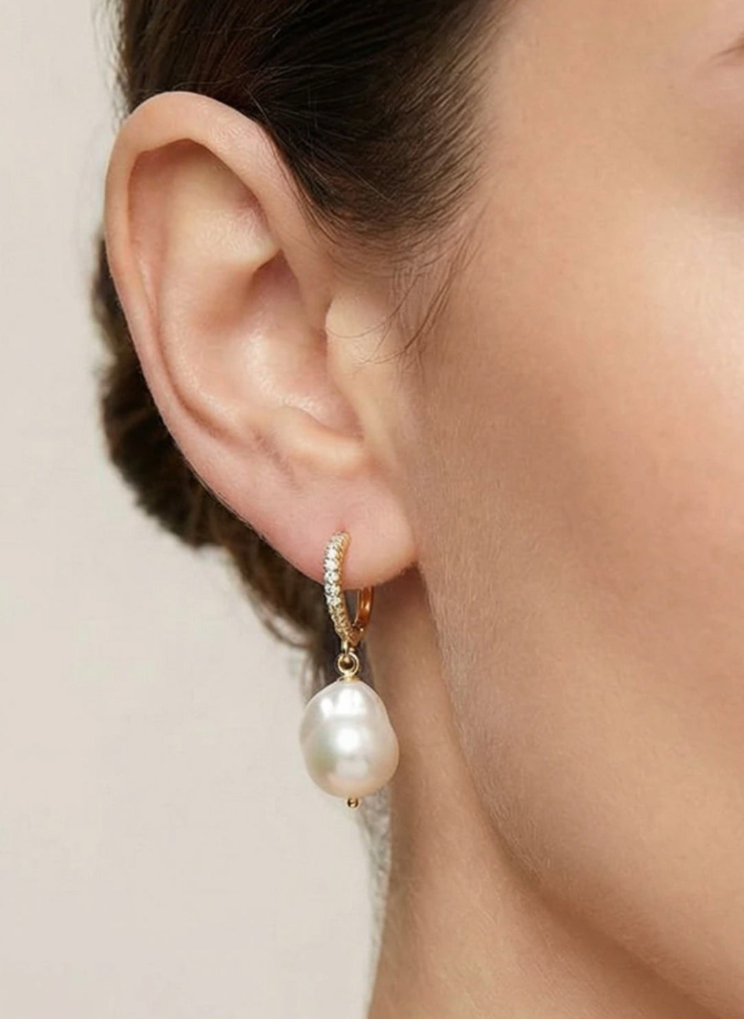 Baroque Pearl Gold Drop Earrings