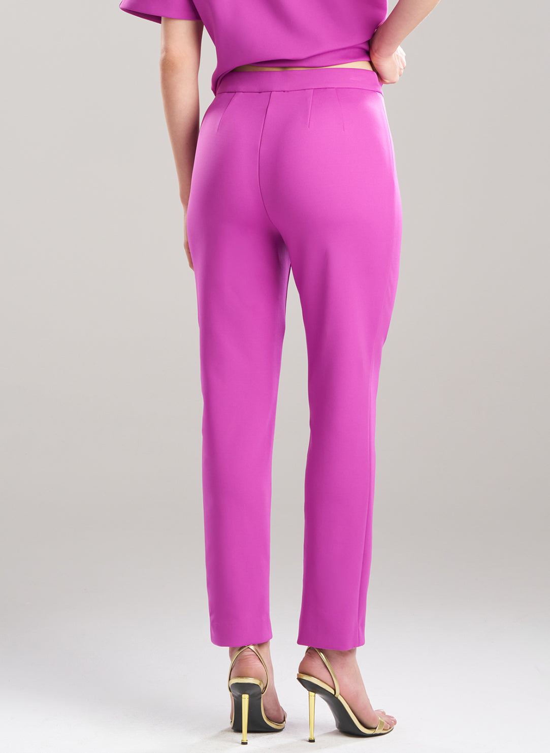 Techno Crepe Magenta Size Zip Ankle Pants