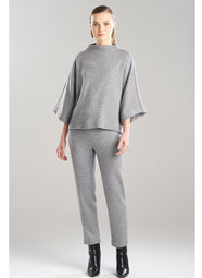 Double Knit Heather Grey Mock Neck Top