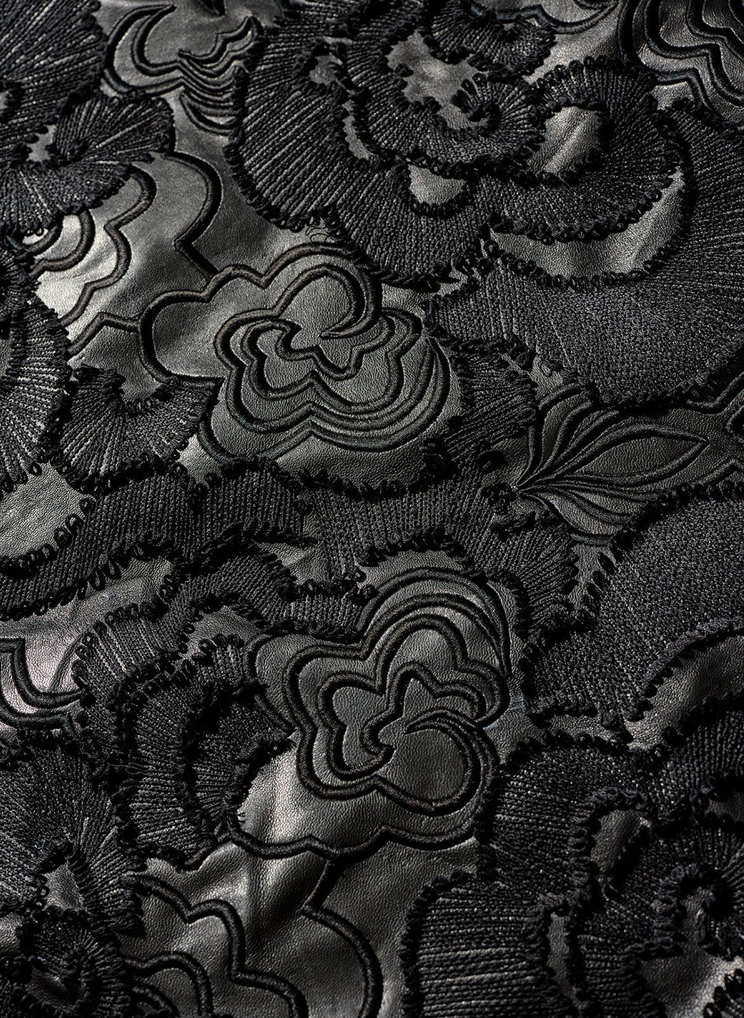 Vegan Luxe Lambskin Black Embroidered Vest