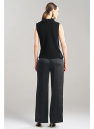 Stretch Crepe Black Funnel Neck Top