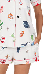 Vacation Time White Short Pajama Set