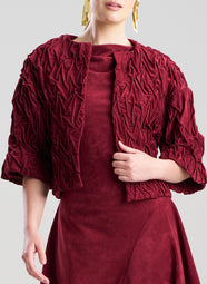 Vegan Luxe Suede Ruby Texture Embroidery Jacket