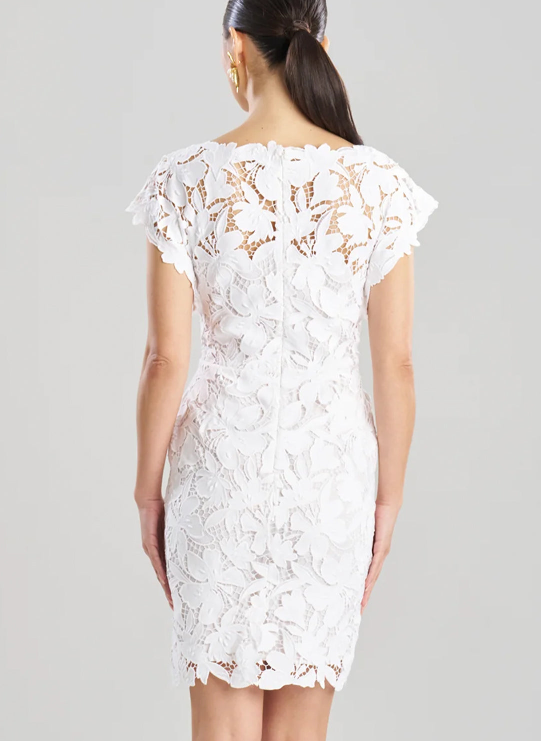 Peony Floral Lace White Mini Dress