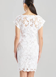Peony Floral Lace White Mini Dress