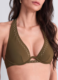 Summer Stars Khaki Swim Single Wired Triangle Top