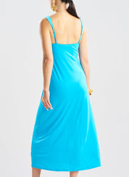 Solid Jersey Wave Blue Maxi Dress Swim Cover