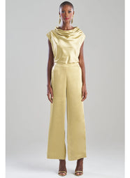 Luxe Satin Gold Wide Leg Pull on Pants