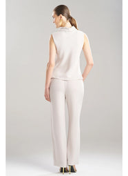 Stretch Crepe Pearl Funnel Neck Top
