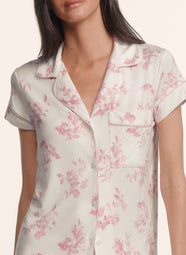 Gisele Printed Rose Garden Cameo Pink SS Cropped PJ Set