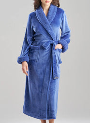 Plush Sherpa Blue Frost Long Robe