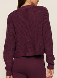 Recycled Sweater Wildberry Cropped Cardigan