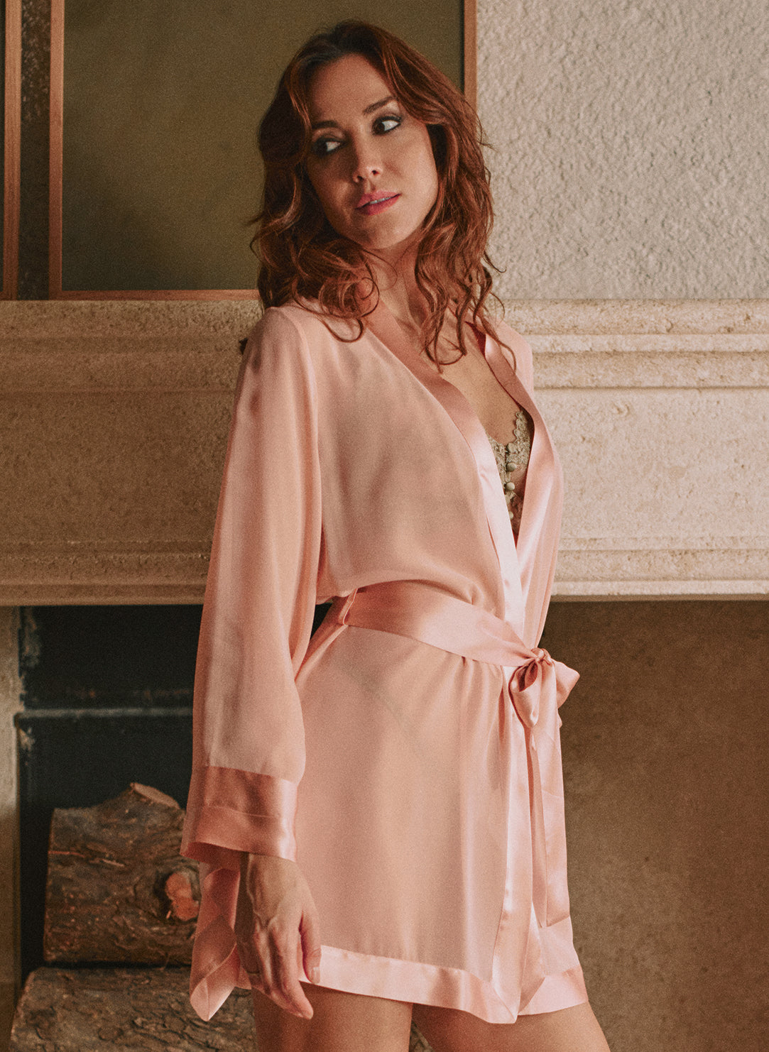 Daniella Mousseline Poudre Short Silk Chiffon Robe