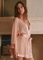 Daniella Mousseline Poudre Short Silk Chiffon Robe