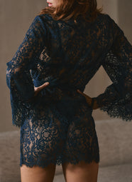 Desiree Satin Nuit Lace Short Robe