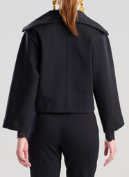 Techno Crepe Black Stand Collar Jacket