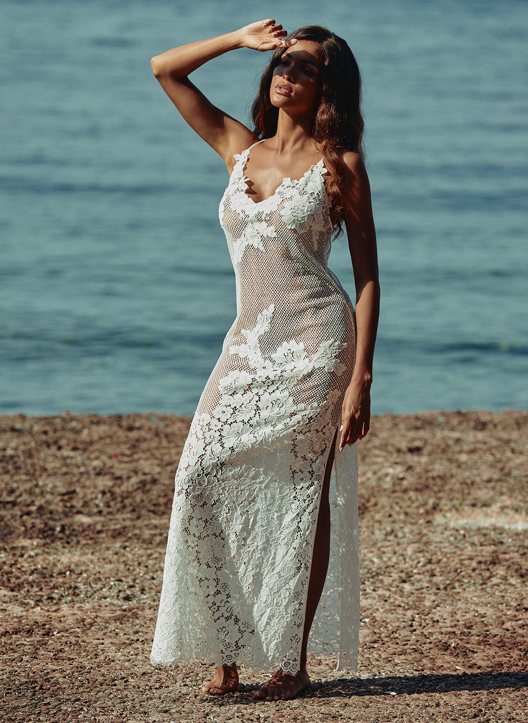 Celeste Dentelle Naturel Lace Gown