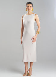 Stretch Crepe Pearl Tank Column Dress
