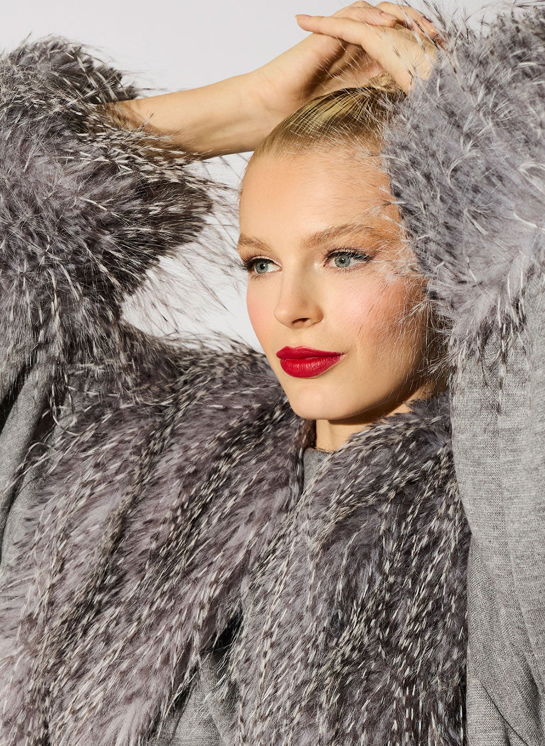 Double Knit Heather Grey Fur Topper
