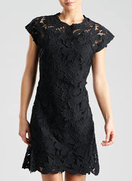 Peony Floral Lace Black Mini Dress