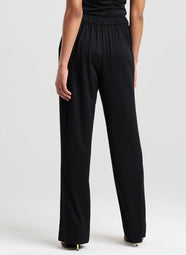 Crepe Knit Black Wide Pull on Pant
