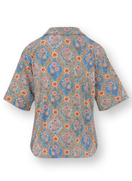 Ornamento Blue Flora Short Sleeve Top