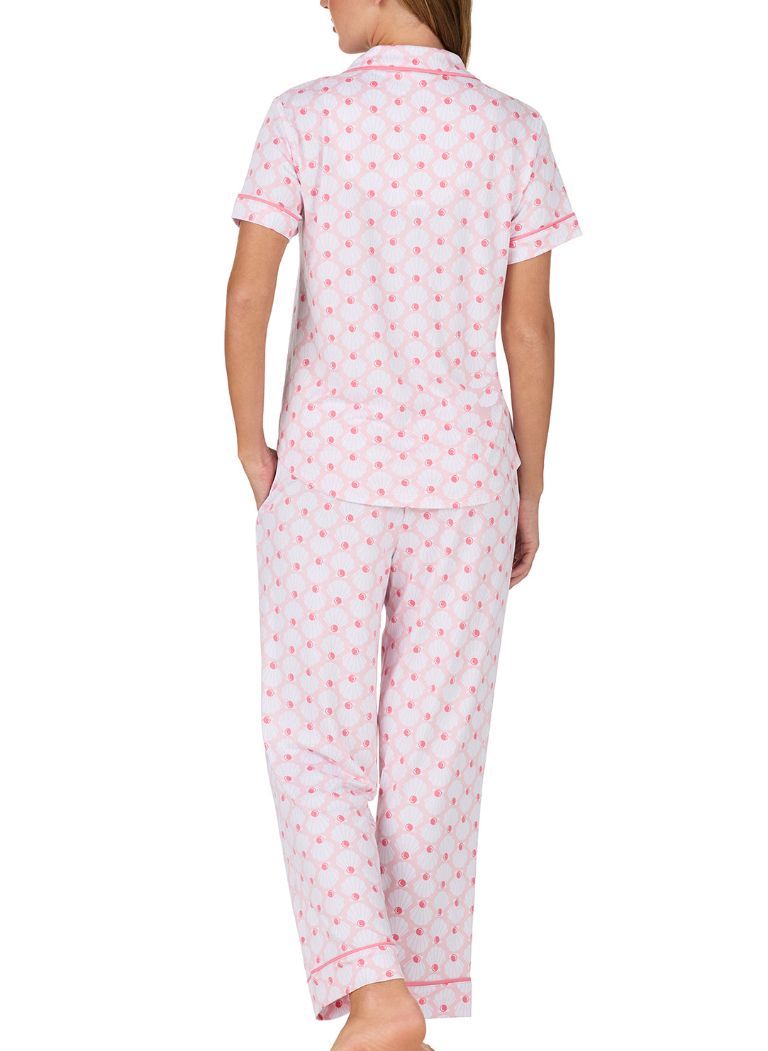 Pearl Shells Pink Short Sleeved Cropped Pajama Set