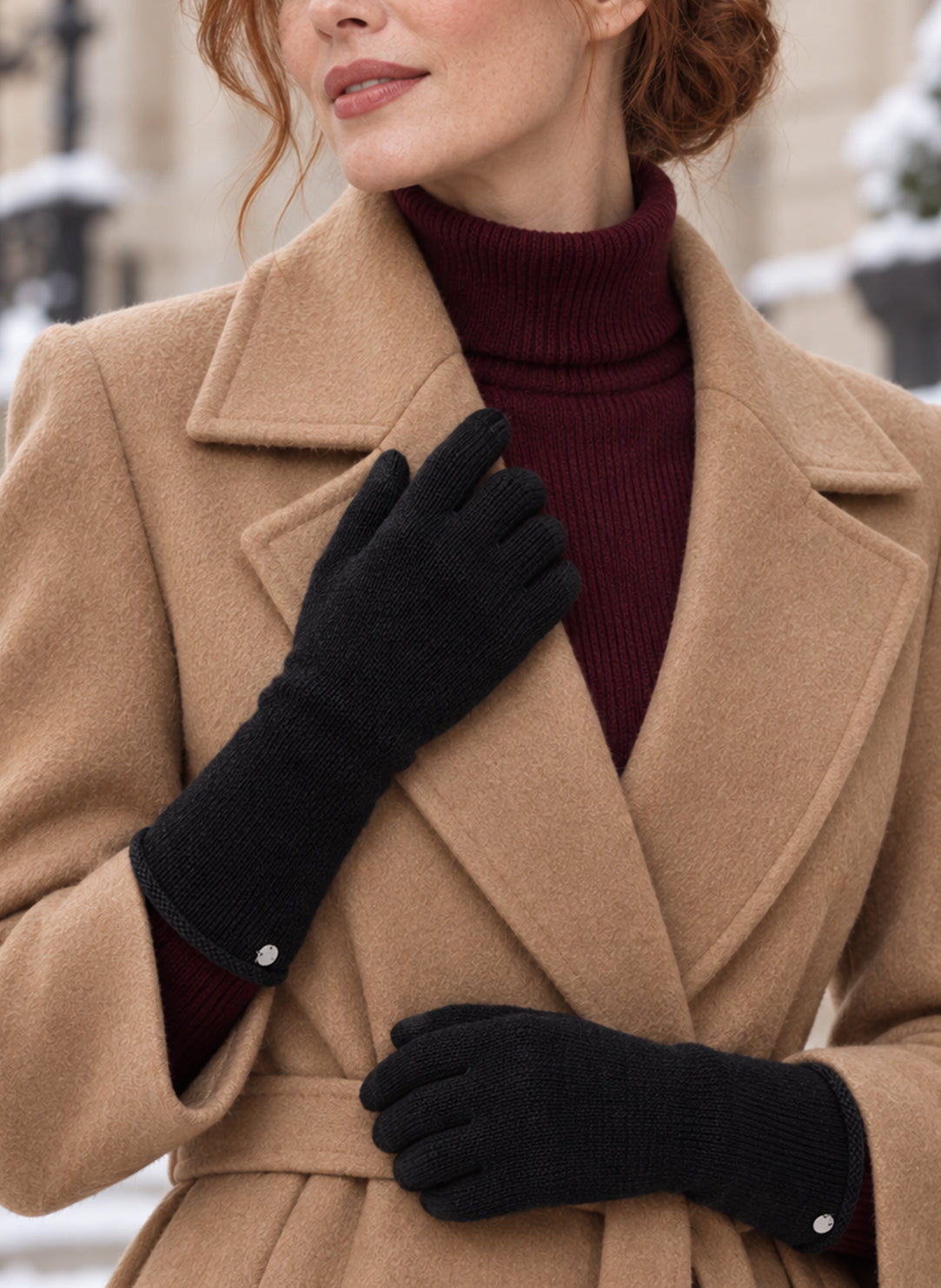 Luxe Knit Black Tech Touch Gloves